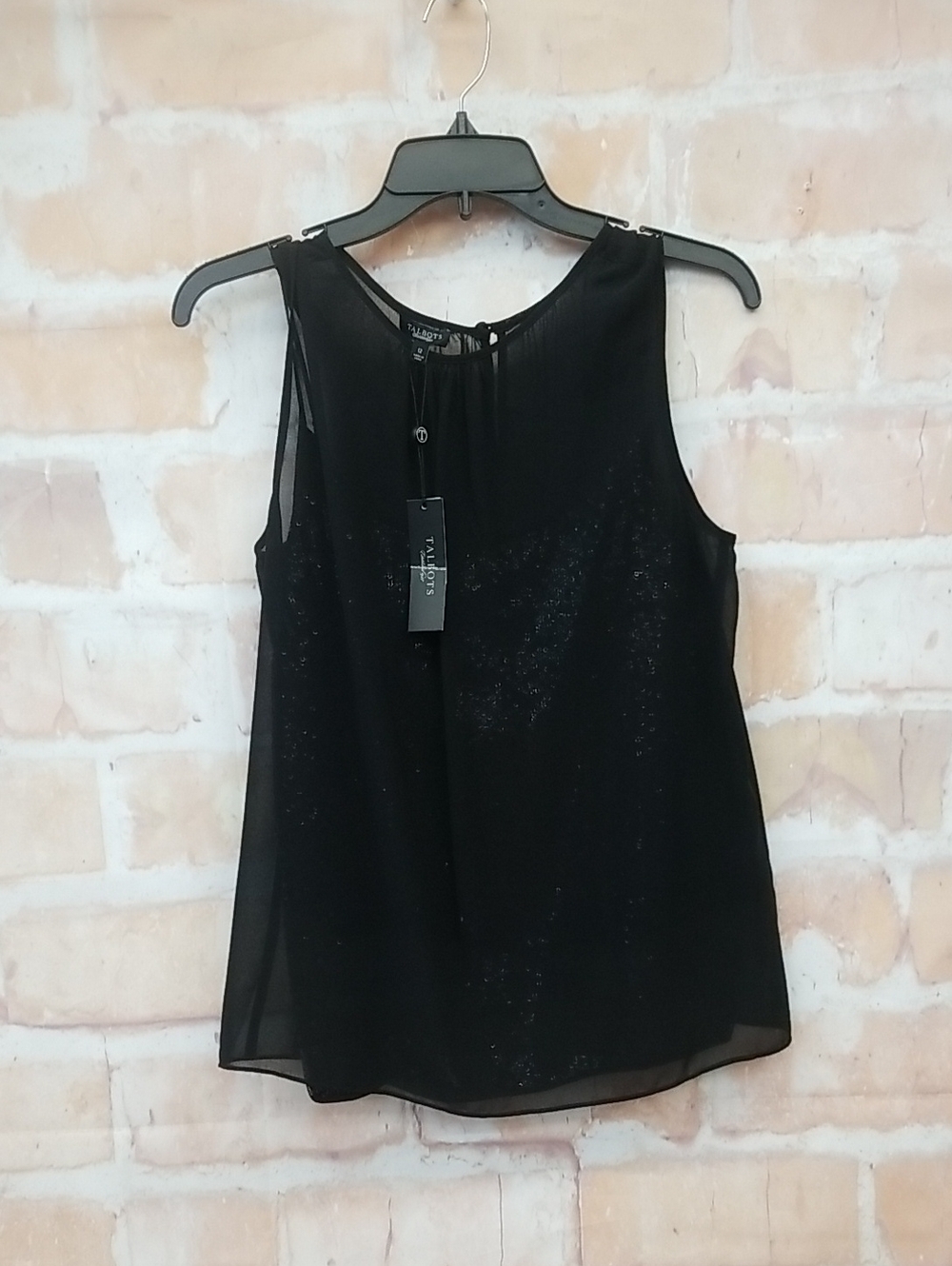 Talbots Black Sleeveless Chiffon Overlay Tank Top